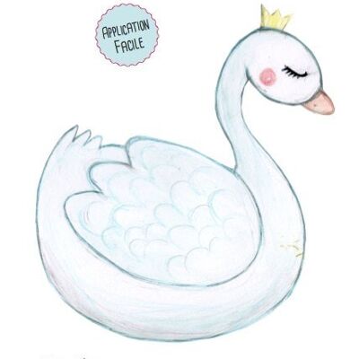 “Swan” textile iron-on sticker