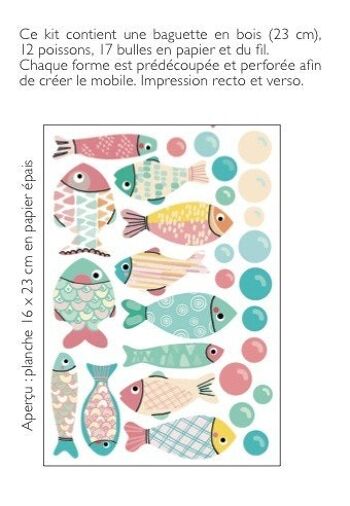 Mobile poissons à fabriquer: couleur Pastel 2