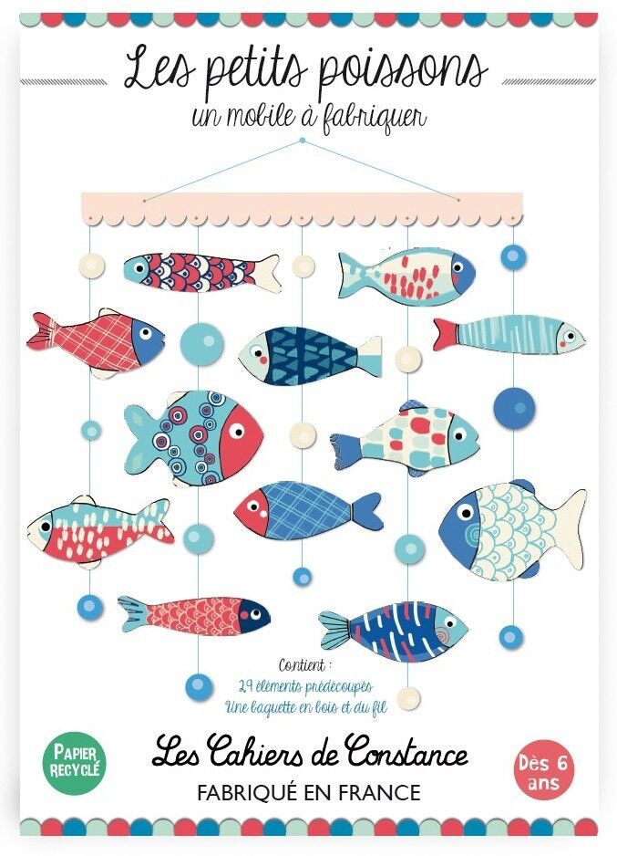 Pesce mobile da realizzare: Pesciolino azzurro e rosso