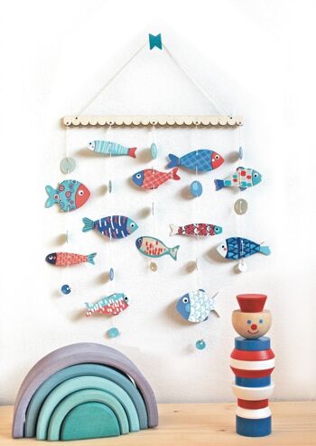 Mobile poissons à fabriquer : Les Petits poissons bleu et rouge 3
