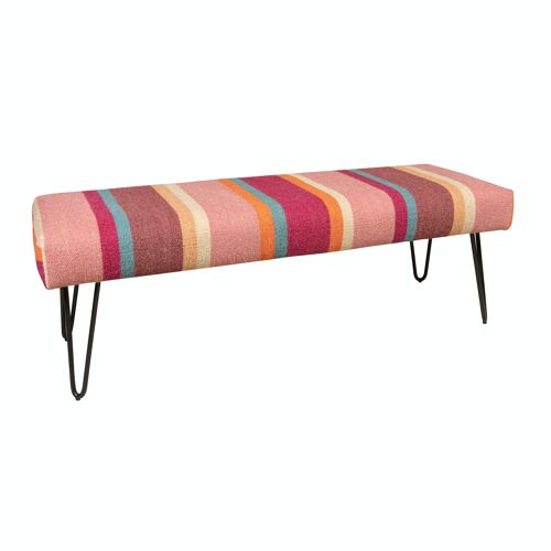 BANC EN TISSU COLORE AVEC DES PIEDS EN METAL NOIRS 120X40X42CM CHAQUIRAS