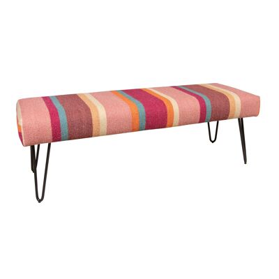 BENCH IN COLORED FABRIC WITH BLACK METAL LEGS 120X40X42CM CHAQUIRAS