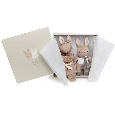Baby Threads Bunny Taupe Gift Set - Baby Comforter & Rattle by ThreadBear