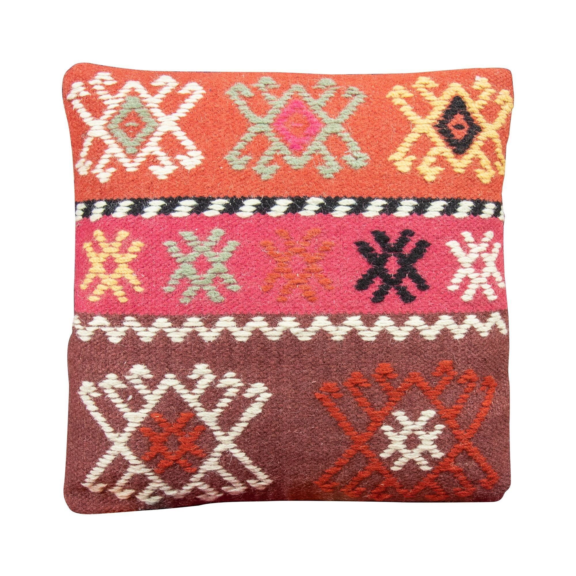 COJÍN KILIM BORDADO A MANO MULTICOLOR 45X45CM CHAQUIRAS.