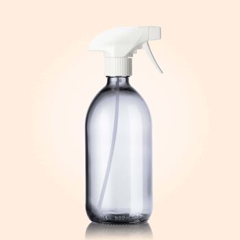 Flacon spray gâchette blanche verre blanc rechargeable - 300ml / 500ml / 1L -  Burette 5