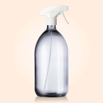 Flacon spray gâchette blanche verre blanc rechargeable - 300ml / 500ml / 1L -  Burette 6