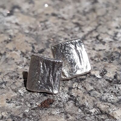 Ethical 950 silver square Tullal earrings