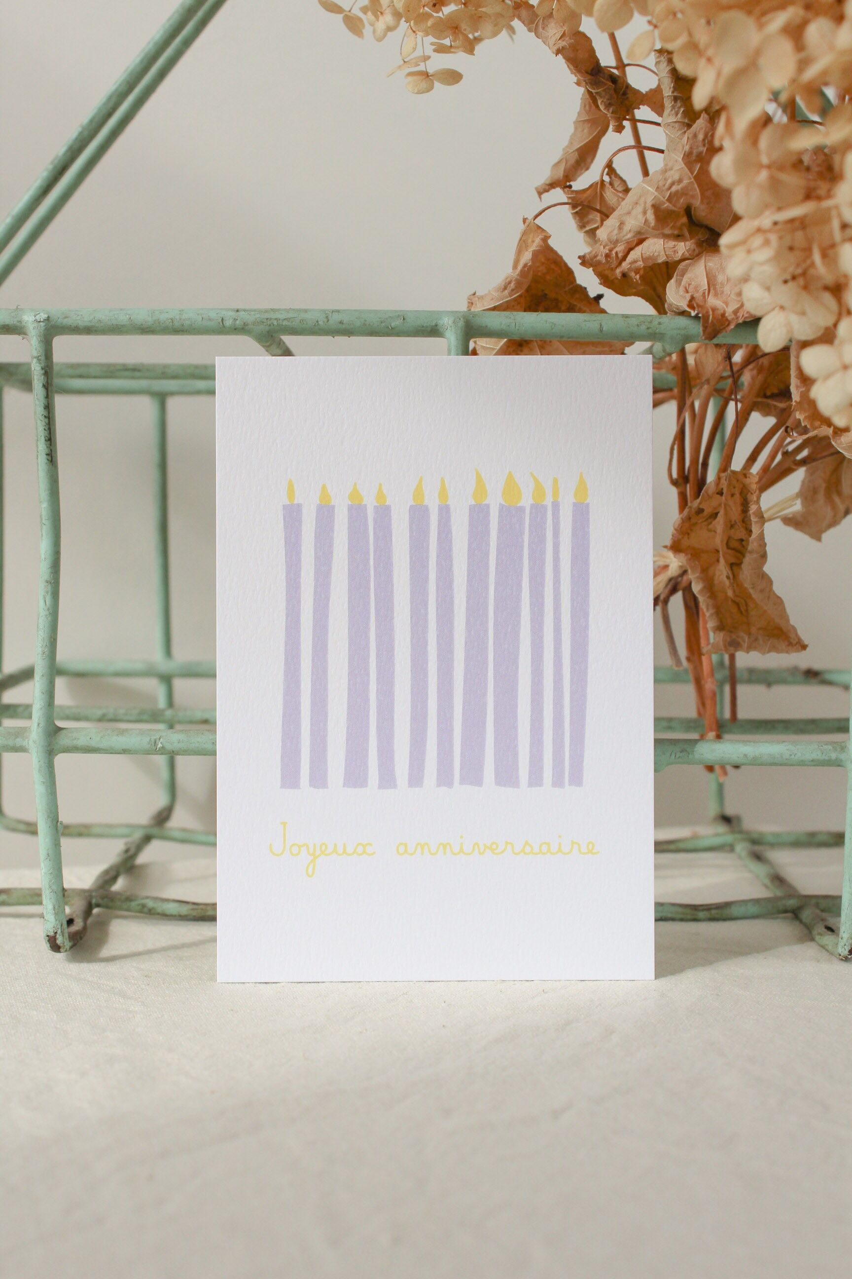 Cartolina Buon compleanno candele viola