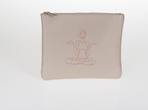 Pochette plate taupe/or rose