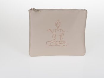 Pochette plate taupe/or rose 1