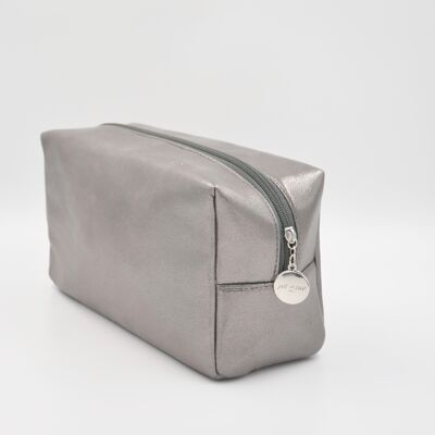 Large shimmering beauty case color gray