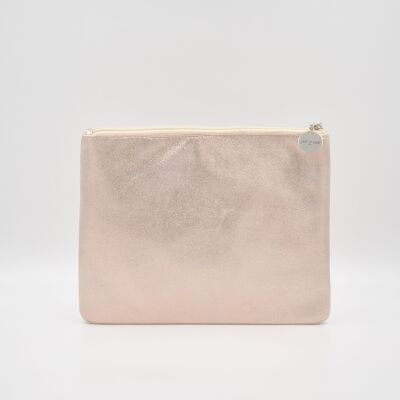 Pochette piatta luccicante, modello piccolo, colore champagne