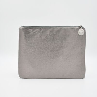 Pochette beaute scintillante grand modele 
couleur gris