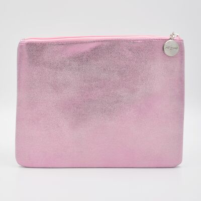 Pochette beaute scintillante grand modele 
couleur rose tendre