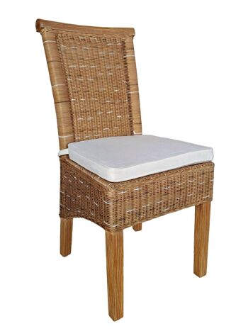 Ensemble de chaises de salle à manger chaises en rotin Perth 4 pièces coussins marron lin chaises en osier blanc 3