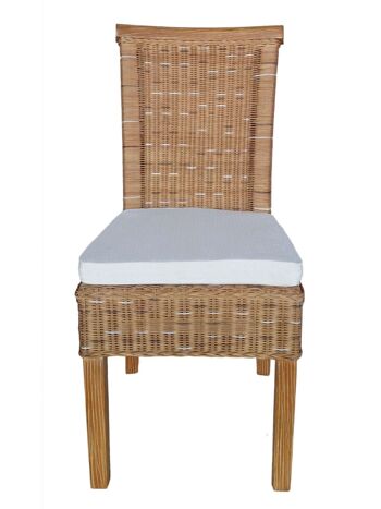 Ensemble de chaises de salle à manger chaises en rotin Perth 4 pièces coussins marron lin chaises en osier blanc 4