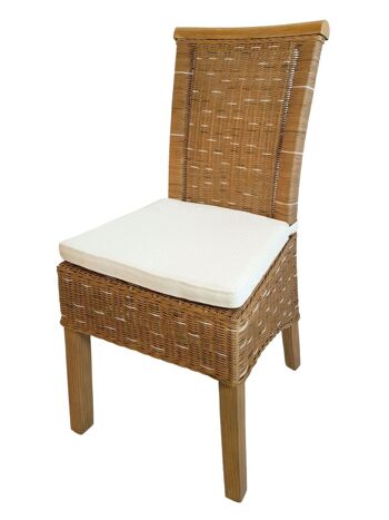 Ensemble de chaises de salle à manger chaises en rotin Perth 4 pièces coussins marron lin chaises en osier blanc 5