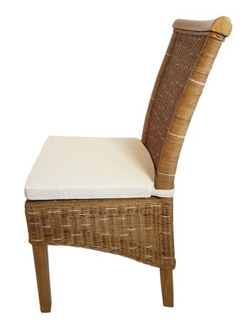 Ensemble de chaises de salle à manger chaises en rotin Perth 4 pièces coussins marron lin chaises en osier blanc 6