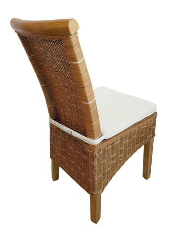 Ensemble de chaises de salle à manger chaises en rotin Perth 4 pièces coussins marron lin chaises en osier blanc 8