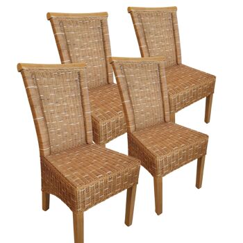 Ensemble de chaises de salle à manger, 4 pièces, en rotin, table à manger, chaises en osier marron Perth 2