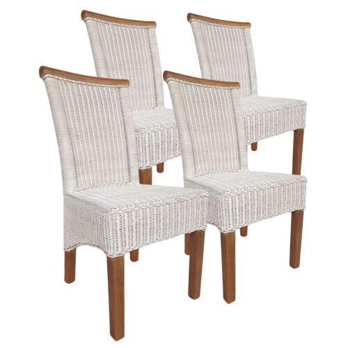 Esszimmer Stühle Set Rattanstühle Perth 4 Stück weiß Esstisch Stühle Korbstühle nachhaltig