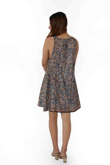 Robe courte bohème coupe ample A-line, robe bohème teintée écologique 10