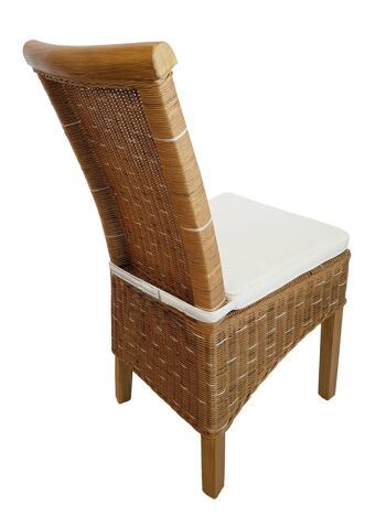 Ensemble de chaises de salle à manger chaises en rotin Perth 6 pièces coussins marron lin chaises en osier blanc 5