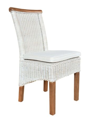 Ensemble de chaises de salle à manger chaises en rotin Perth 6 pièces coussin de siège blanc lin chaises en osier blanc durable 2