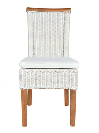 Ensemble de chaises de salle à manger chaises en rotin Perth 6 pièces coussin de siège blanc lin chaises en osier blanc durable 3