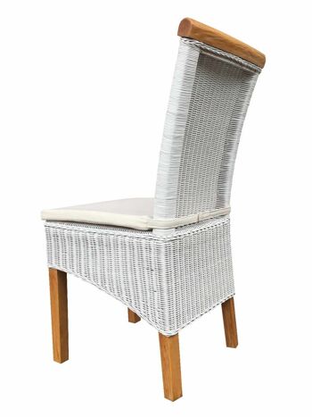 Ensemble de chaises de salle à manger chaises en rotin Perth 6 pièces coussin de siège blanc lin chaises en osier blanc durable 4