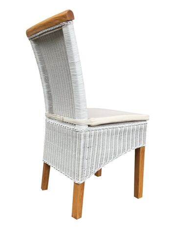 Ensemble de chaises de salle à manger chaises en rotin Perth 6 pièces coussin de siège blanc lin chaises en osier blanc durable 5