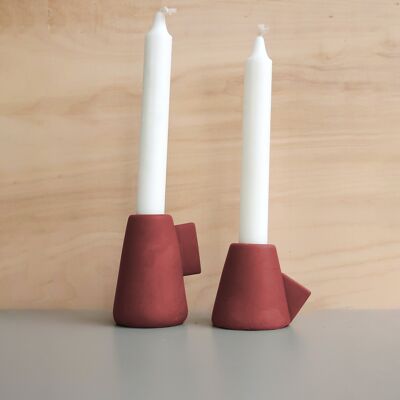 Candle stick holder Mila red