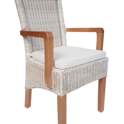 Dining chair with armrests Rattan chair white Perth wicker chair Rattan armchair sustainable