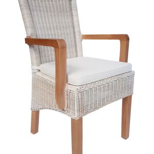 Chaise de salle à manger avec accoudoirs Chaise en rotin blanc Chaise en osier Perth Chaise en rotin durable