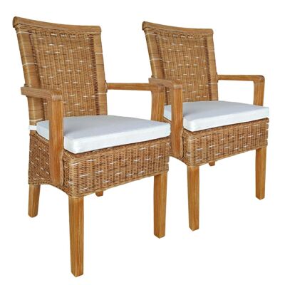 Juego de sillas de comedor con reposabrazos Silla de ratán de 2 piezas Perth capuccino silla de mimbre sillón sostenible