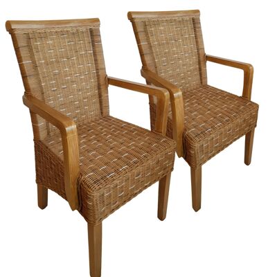 Set di sedie per sala da pranzo con braccioli Sedia in rattan in 2 pezzi Sedia in vimini capuccino Perth poltrona sostenibile