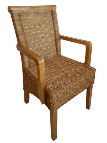 Ensemble de chaises de salle à manger avec accoudoirs 4 pièces chaises en rotin brun fauteuil en osier Perth durable 2