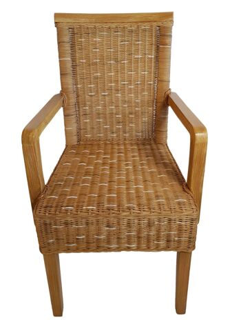 Ensemble de chaises de salle à manger avec accoudoirs 4 pièces chaises en rotin brun fauteuil en osier Perth durable 3