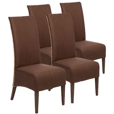 Rattan chairs set of 4 dining chairs Antonio upholstered chairs brown upholstery suede look cognac