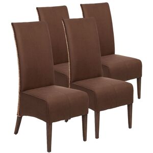 Chaises en rotin lot de 4 chaises de salle à manger Antonio chaises rembourrées sellerie marron aspect daim cognac