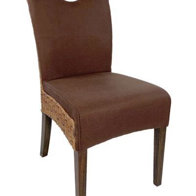 Rattan chair dining room chair upholstered chair wicker chair Bilbao with handle fully upholstered upholstery brown