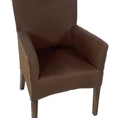 Chaise en rotin chaise de salle à manger fauteuil accoudoir Bilbao chaise rembourrée chaise rembourrée brun prairie