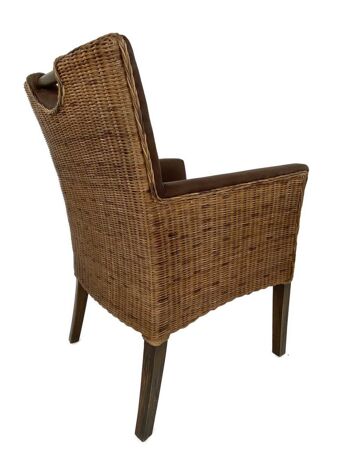 Chaise en rotin chaise de salle à manger fauteuil accoudoir Bilbao chaise rembourrée chaise rembourrée brun prairie 2