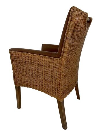 Chaise en rotin chaise de salle à manger fauteuil accoudoir Bilbao chaise rembourrée chaise rembourrée brun prairie 3