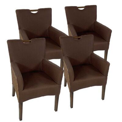 Juego de 4 sillas de comedor sillones rattan sillón bilbao sillón tapizado marrón pradera