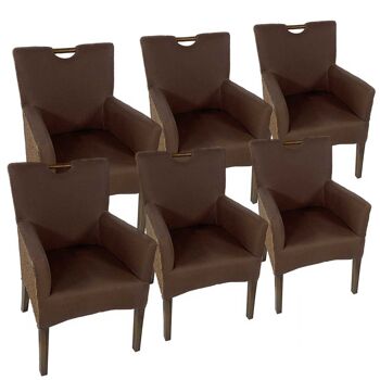 Chaises de salle à manger lot de 6 fauteuils en rotin fauteuil Bilbao fauteuil rembourré marron prairie 1