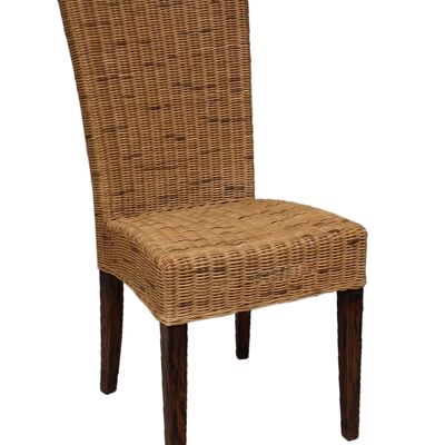 Chaise de salle à manger chaise en rotin chaise de véranda en osier durable Cardine cabana marron
