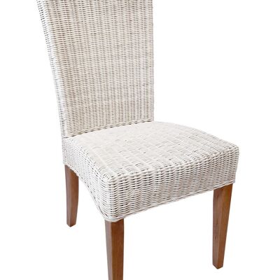 Silla de ratán silla de comedor silla de mimbre Cardine blanca silla de jardín de invierno sostenible