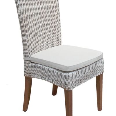 Silla de ratán silla de comedor silla de mimbre Cardine blanca silla de jardín de invierno sostenible