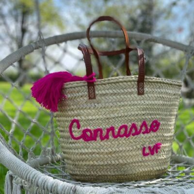 Basket Connasse long pompom color Fuchsia